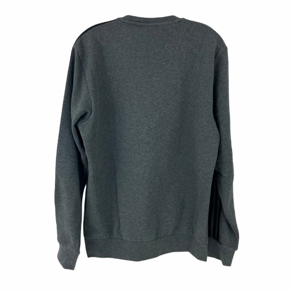 Adidas Gray 3 Stripe Crewneck Sweatshirt M - Picture 2 of 6